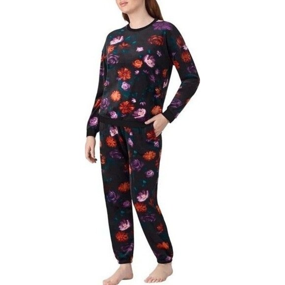 NWT Velour Jogger Set | Black Floral | Size Large | Room Service - Picture 2 of 4